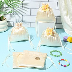 Satin Cloth Drawstring Pouches with Flower&nbsp;ST-CJ0048-001B