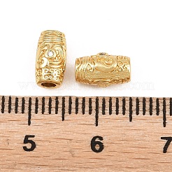 真鍮マイクロペーブクリアキュービックジルコニアビーズ  レトロ柄の柱  18KGP本金メッキ  8x4.5mm  穴：2mm&nbsp;KK-Z162-19G