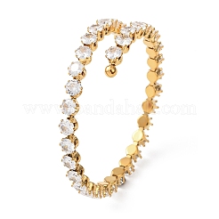 304 Stainless Steel Micro Pave Cubic Zirconia Open Cuff Bangles for Women&nbsp;BJEW-K293-04A-G