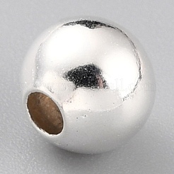 真鍮製スペーサービーズ  カドミウムフリー＆鉛フリー  長持ちメッキ  ラウンド  925銀メッキ  6x5.5mm  穴：1.6mm&nbsp;KK-O133-010E-S