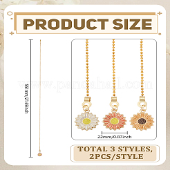 6Pcs 3 Styles Sunflower Alloy Charms Ceiling Fan Pull Chain Extenders&nbsp;HJEW-LP00068