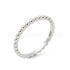 925スターリングシルバープレーンバンドリング  丸いビーズ  プラチナ  2mm  内径：18mm&nbsp;RJEW-P164-01C-P