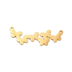 304ステンレススチールコネクタチャーム  バタフライリンク  ゴールドカラー  11.5x34x1mm  穴：1.2mm&nbsp;STAS-K245-01G