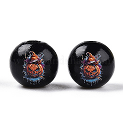 Halloween Theme Wood European Beads&nbsp;WOOD-N016-04F