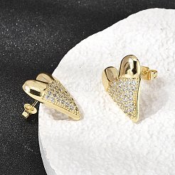 Valentine's Day Brass Clear Cubic Zirconia Stud Earrings for Women&nbsp;EJEW-A162-07G