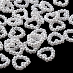 White Tone Imitated Pearl Style Acrylic Heart Cabochons&nbsp;X-OACR-H004