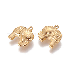 304ステンレススチールチャーム  象  ゴールドカラー  13~13.2x14~14.2x4.2mm  穴：1.2mm&nbsp;X-STAS-I105-44G