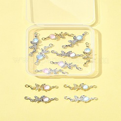 12色の合金とガラスのバタフライコネクタチャーム6個。  ミックスカラー  10x34x6mm  穴：2mm  2個/カラー&nbsp;FIND-FS0004-08