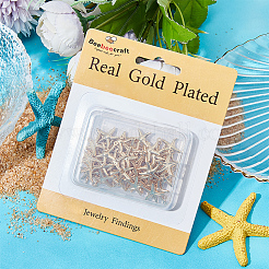 304ステンレススチールペンダント60個  ヒトデ/海星  24KGP本金メッキ  17.5x15.5x2mm  穴：1mm&nbsp;STAS-BBC0003-49