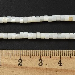 天然淡水シェルビーズ連売り  ディスク  ヒシビーズ  ホワイトスモーク  3~3.5x1.5~2mm  穴：0.6mm  約188個/連  15.47''（39.3センチメートル）&nbsp;BSHE-G039-03