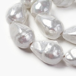 シェルパールビーズ連売り  ティアドロップ  貝殻色  22~27x17~19mm  穴：0.8mm  約8~10個/連  7.6インチ（19.5cm）&nbsp;BSHE-F013-13
