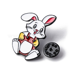ウサギのエナメルピン  バックパック服用合金ブローチ  レッド  35.5x26.5mm&nbsp;JEWB-D300-02EB-01