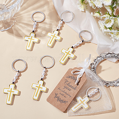 30Pcs Cross Wood Pendant Keychains&nbsp;KEYC-GO0001-19
