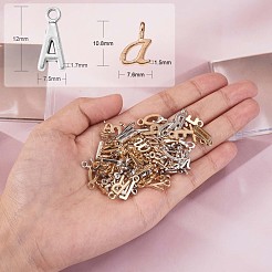 156個の合金チャーム  頭文字〜Z  ゴールデン＆シルバー  10.8x7.8x1.5mm  穴：1.5mm&nbsp;JX141A