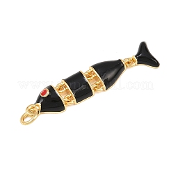 真鍮製エナメルペンダント  魚  丸カン付き  カドミウムフリー＆鉛フリー  ラックめっき  長持ちメッキ  18KGP本金メッキ  ブラック  33x7x4mm  穴：3mm&nbsp;KK-P339-24G-02