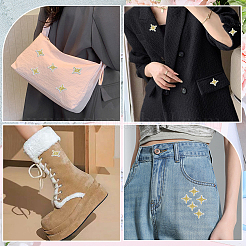 100個の星のコンピューター刺繍布粘着パッチ  パッチにこだわる  マスクと衣装のアクセサリー  アップリケ  ライトカーキ  31x30x1.5mm&nbsp;PATC-CY0001-37B