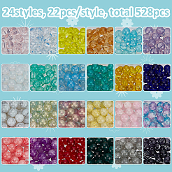528Pcs 24 Styles Baking Paint Glass Beads&nbsp;DGLA-FG0001-01