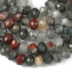 天然のアフリカブラッドストーンビーズ連売り  多面カット  ロンデル  5.5~6.5x4.5mm  穴：1mm  約91~94個/連  15.35''（39cm）〜15.43''（39.2cm）&nbsp;G-D344-A01
