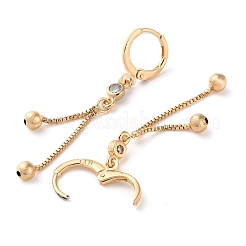 ガラスフレンチフックピアス  女性用真鍮チェーンタッセルイヤリング  ライトゴールド  51.5~52x6mm&nbsp;EJEW-K256-16KCG