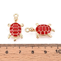合金エナメルチャーム  タートルチャーム  ゴールドカラー  ファイヤーブリック  24x13x4mm  穴：1.8mm&nbsp;PALLOY-T092-26G-04