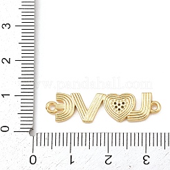 Brass Micro Pave Clear Cubic Zirconia Word LOVE Connector Charms&nbsp;KK-G544-39G