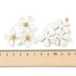 合金スタンドピアス  花  ホワイト  53x41mm&nbsp;LS-EJEW-K304-06