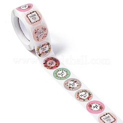 8 模様紙サンキューステッカーロール  ラウンドドットデカール  封筒用  ギフトバッグ  カード封印  花柄  25mm  500PCS /ロール&nbsp;STIC-E001-10