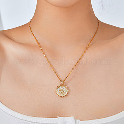 Elegant Hip-hop Style Sun Brass Pave Clear Cubic Zirconia Pendant Necklaces for Daily Wear&nbsp;WW1304-1