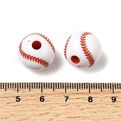 スポーツ不透明アクリルビーズ  ホワイト  野球  16.5x15.5mm  穴：3mm  約227個/500g&nbsp;OACR-A044-03B