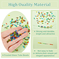 1800色のフロストガラスチューブビーズ18個  ミックスカラー  4.5~5x2mm  穴：1mm  100個/カラー&nbsp;FGLA-PH0001-09