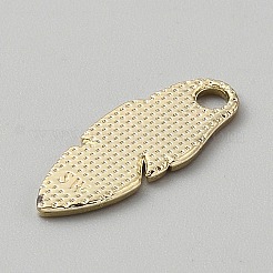 合金エナメルチャーム  リーフチャーム  ゴールドカラー  ダークオレンジ  23.5x9x1.5mm  穴：2.5mm&nbsp;ENAM-WH0061-61A