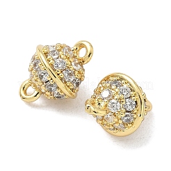 Brass Micro Pave Clear Cubic Zirconia Bell Connector Charms&nbsp;KK-Z120-32G