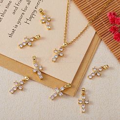 5Pcs Brass Micro Pave Clear Cubic Zirconia Pendant&nbsp;ZIRC-SZ0002-16