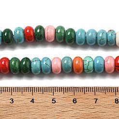 合成ターコイズビーズ連売り  スプレー塗装  ロンデル/ディスク  ミックスカラー  8x4.5~5mm  穴：1.4mm  約77個/連  14.84''（37.7センチメートル）&nbsp;X-G-B140-M01