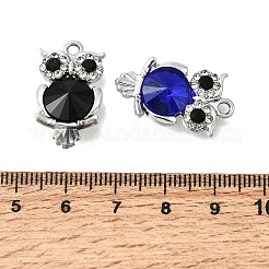 合金ラインストーンペンダント  フクロウのチャーム  プラチナ  ミックスカラー  25x14x6.5mm  穴：2mm&nbsp;FIND-Z124-01P