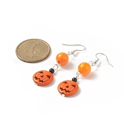 Halloween Pumpkin Jack-O'-Lantern Synthetic Turquoise Dangle Earring&nbsp;EJEW-JE05170