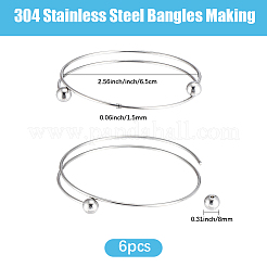 304ステンレススチール製カフバングル6個  トルク腕輪  ステンレス鋼色  2-1/2インチ（6.5cm）&nbsp;MAK-BBC0001-21P