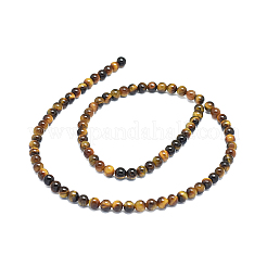 天然石タイガーアイビーズ連売り  ラウンド  4mm  穴：1mm  約85~90個/連  15インチ&nbsp;X-G-S259-21-4mm