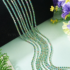 5連合金ガラスラインストーンカップチェーン  プラチナ  ティール  3x2.5x2.5mm&nbsp;AJEW-TA0002-49A