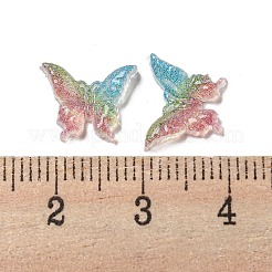 光る透明樹脂デコデンカボション  暗闇で光るグリッターパウダー入り蝶  カラフル  9x11.5x3mm&nbsp;RESI-D013-08A