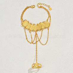 Copper Middle Eastern Brass Coin Chains Bracelet with Tassel Pendant&nbsp;SV3289