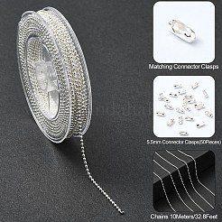 鉄球ビーズチェーン1巻  スプールで  ハンダ付け  50個のボールチェーンコネクター付き  銀  1.5mm&nbsp;CH-YW0002-04S