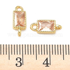 Brass Pave Cubic Zirconia Rectangle Connector Charms&nbsp;KK-P348-10G-04