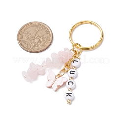 Alloy Enamel Acrylic with Natural Rose Quartz Keychain&nbsp;KEYC-JKC00806-06