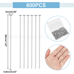 304ステンレススチールフラットヘッドピン800個  ステンレス鋼色  20ゲージ  38x0.8mm  ヘッド：2mm&nbsp;STAS-UN0049-20