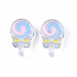 透明なアクリルビーズ  エナメル  ロリポップ  ミックスカラー  28x18.5x10.5mm  穴：3mm&nbsp;ACRC-S039-04