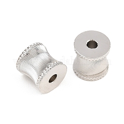 真鍮ビーズ  段ボール柱  ラックめっき  長持ちメッキ  鉛フリー＆カドミウムフリー  プラチナ  8x8mm  穴：2mm&nbsp;KK-H292-19P