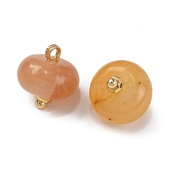 Natural Topaz Jade Saucer Charms with Rack Plating Golden Tone Brass Bails&nbsp;KK-B103-17B-09