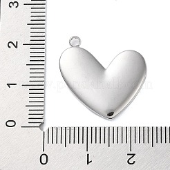 304ステンレススチール、合成シェルペンダント  ハートチャーム  ステンレス鋼色  22x20x3mm  穴：1.8mm&nbsp;STAS-G338-02P