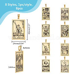 8Pcs 8 Styles 201 Stainless Steel Pendants&nbsp;STAS-DC0016-09